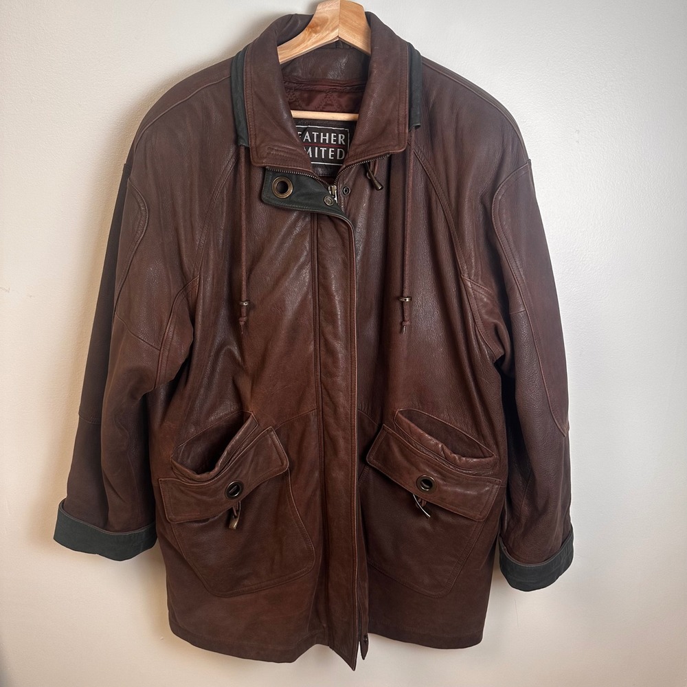 Leather Limited Brown Quilted Lined‎ Coat Mens Size Large Winter Jacket Outdoors